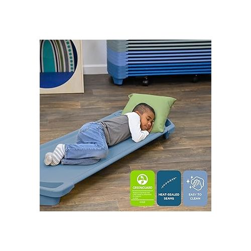  Angeles SpaceLine Nap Cot, Kids Daycare and Preschool Sleeping Cot, Standard Size, Wedgewood