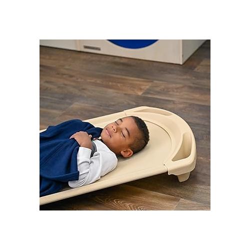  Angeles SpaceLine Nap Cots, Kids Daycare and Preschool Sleeping Cot, Standard Size, Set of 4, Sand