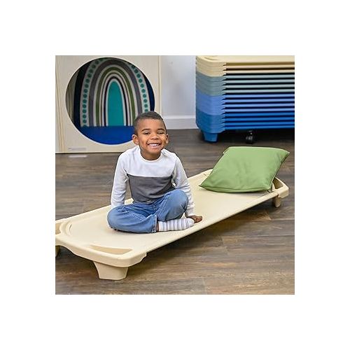  Angeles SpaceLine Nap Cots, Kids Daycare and Preschool Sleeping Cot, Standard Size, Set of 4, Sand