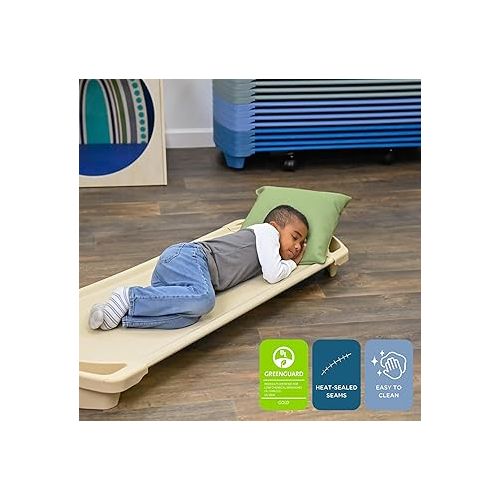  Angeles SpaceLine Nap Cots, Kids Daycare and Preschool Sleeping Cot, Standard Size, Set of 4, Sand