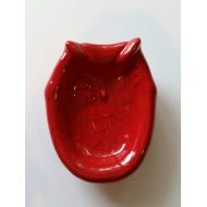 /Angelheartdesigns Valentine Red Owl Holiday Color Soap Dish Trinket Dish Tea Bag Holder Home Decor Kitchen Red Home Decor