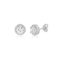 Angelique Paris White Sapphire and 1/10 CTTW Diamond Earrings in Sterling Silver