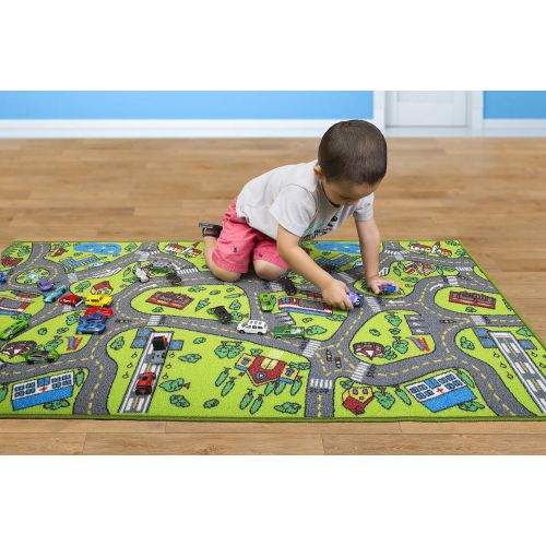  Angels Kids Carpet Playmat Rug City Life Great for Playing with Cars and Toys - Play, Learn and Have Fun Safely - Kids Baby, Children Educational Road Traffic Play Mat, for Bedroom Play R