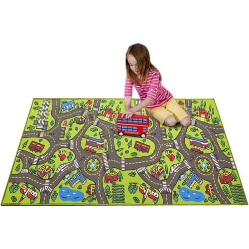  [아마존베스트]Angels Extra Large 6.6 Feet Long! Kids Carpet Playmat Rug | City Life, Great To Play with Cars & Toys - Have Fun! Safe, Learn, & Educational -Ideal Gift For Children Baby Bedroom Play Roo