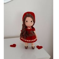 AngelsDesignsShop 100% Cotton Yarn Amigurumi Little Red Riding Hood, Newborn or Baby First Birthday Gift
