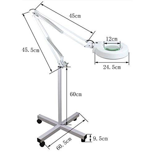  Angelwill Magnifying Lamp,Fencia Folding Floor Standing Magnifier Lamp for Salon Craft- Cyan Glass Magnifying Glass 10× 110V