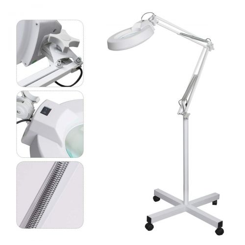  Angelwill Magnifying Lamp,Fencia Folding Floor Standing Magnifier Lamp for Salon Craft- Cyan Glass Magnifying Glass 10× 110V