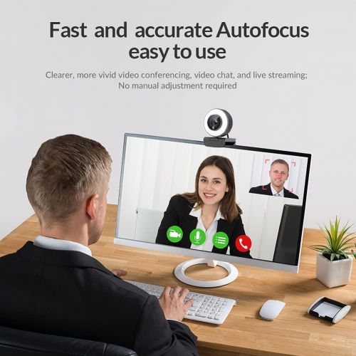  [아마존베스트]Angetube Streaming 1080P HD Webcam Built in Adjustable Ring Light and Mic. Advanced autofocus AF Web Camera for Google Meet Xbox Gamer Facebook YouTube Streamer