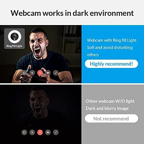  [아마존베스트]Angetube Webcam for Game Streaming 1080p/Built-in Adjustable Ring Light/Auto Focus (AF) Streamer Webcam for Xbox Gamer, Facebook and YouTube Streamer