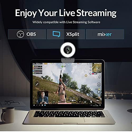  [아마존베스트]Angetube Webcam for Game Streaming 1080p/Built-in Adjustable Ring Light/Auto Focus (AF) Streamer Webcam for Xbox Gamer, Facebook and YouTube Streamer