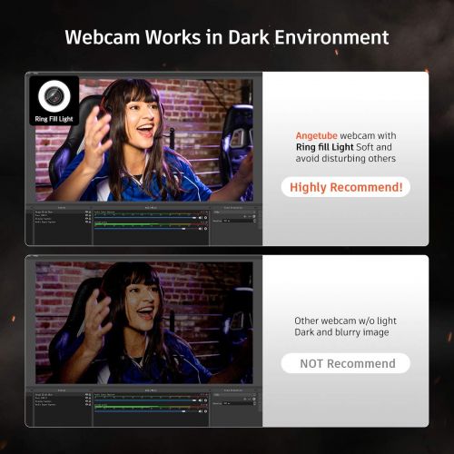 [아마존베스트]Angetube Streaming HD Webcam 1080P mit Lichtring, 967 USB PC Autofokus Webcam mit dualem Mikrofon, Videokamera fuer Mac Windows tragbar fuer Konferenzen und Spiele Xbox Skype OBS Twi