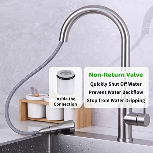  Pull Down Faucet Spray Head, Angle Simple Kitchen Sink Faucet Sprayer Head Nozzle Pull Out Hose Sprayer Replacement Part Faucet Head Kitchen Tap Sprayer Spout, Brushed Nickel