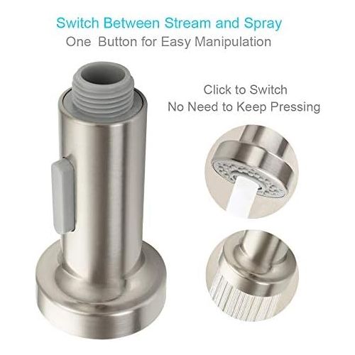  Kitchen Faucet Sprayer Head, Angle Simple Pull Out Sink Faucet Spray Head Nozzle Kitchen Pull Down Faucet Nozzle Spout Replacement Part 2 Functions, Brushed Nickel