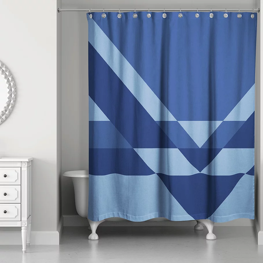 Angled Inverse Shower Curtain in NavyBlue