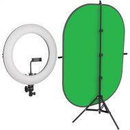 Angler Bi-Color Ring Light Kit with Background and Stand (18