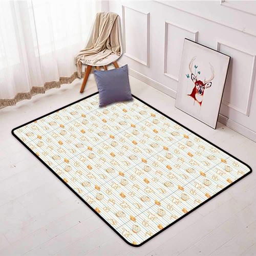  Anhounine Bathroom Suction Door mat Baby Cute Infant Cartoon with Various Clothing Items on Notebook Design Lines Pacifiers W6xL8 Suitable for Family