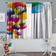 Anhounine Birthday,Blackout Curtain,Celebration Colorful Balloons with Reflections Festive Surprise Occasion Joyful,Patterned Drape for Glass Door,Multicolor,W52 x L63 inch