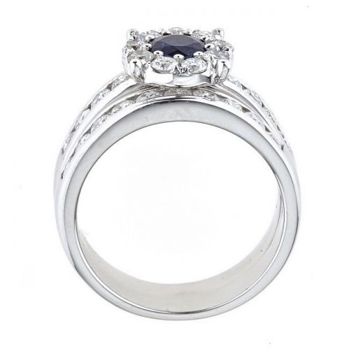  Anika and August 18k White Gold Ceylon Blue Sapphire and Diamond Bridal Ringby Anika and August