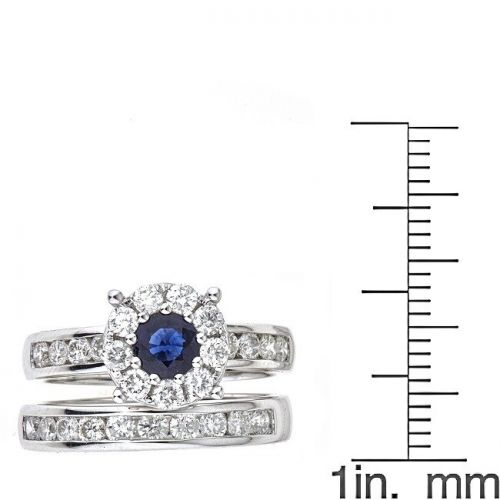  Anika and August 18k White Gold Ceylon Blue Sapphire and Diamond Bridal Ringby Anika and August