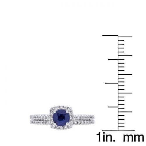  Anika and August 14k White Gold Sapphire and 38ct TDW Diamond Bridal Set (G-H, I1-I2) by Anika and August