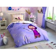 Animacord TAC Masha and The Bear Magical%100 Cotton Bedding Set Licenced Product Quilt Cover Set Duvet Cover Pillow Case Fitted Sheet