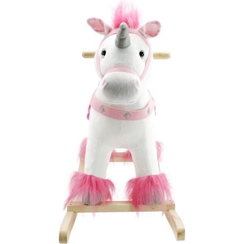  [아마존핫딜][아마존 핫딜] Animal Adventure | Real Wood Ride-On Plush Rocker | White and Pink Unicorn | Perfect for Ages 3+