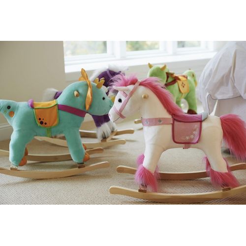  [아마존핫딜][아마존 핫딜] Animal Adventure | Real Wood Ride-On Plush Rocker | White and Pink Unicorn | Perfect for Ages 3+