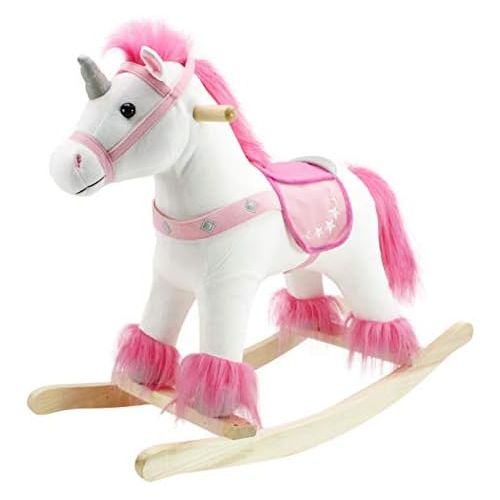  [아마존베스트]Animal Adventure | Real Wood Ride-On Plush Rocker | White and Pink Unicorn | Perfect for Ages 3+