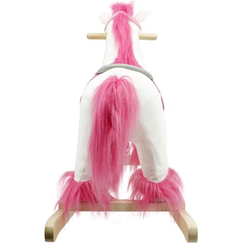  [아마존베스트]Animal Adventure | Real Wood Ride-On Plush Rocker | White and Pink Unicorn | Perfect for Ages 3+