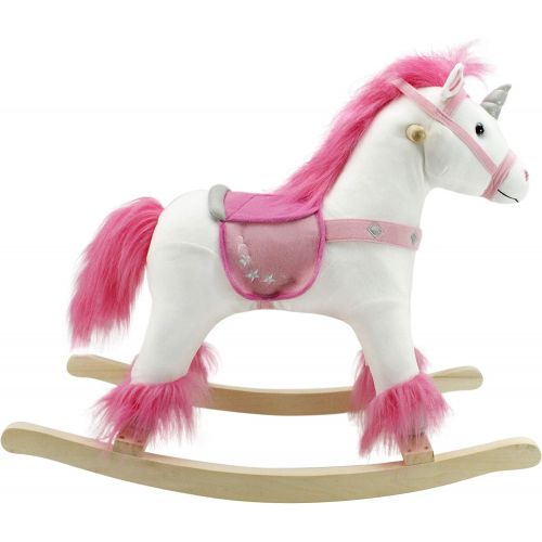  [아마존베스트]Animal Adventure | Real Wood Ride-On Plush Rocker | White and Pink Unicorn | Perfect for Ages 3+