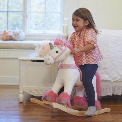  [아마존베스트]Animal Adventure | Real Wood Ride-On Plush Rocker | White and Pink Unicorn | Perfect for Ages 3+