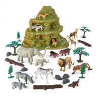 Animal Zone Safari Figure Mountain Playset, for Ages 3-6, 30 Pieces