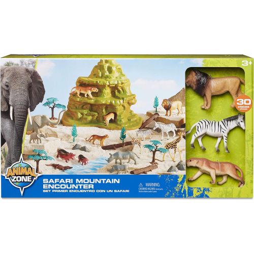  Animal Zone Safari Figure Mountain Playset, for Ages 3-6, 30 Pieces