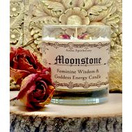 AnitaApothecaryShop Moonstone Ritual Candle- Crystal grid, goddess, magick, pagan, witch, witchcraft, Wicca, Gypsy, Divination, Tarot, Grimoire