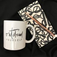 /AnitaLouDesigns Outdream Yourself - White - Ceramic Coffee Mug - 11 Ounce