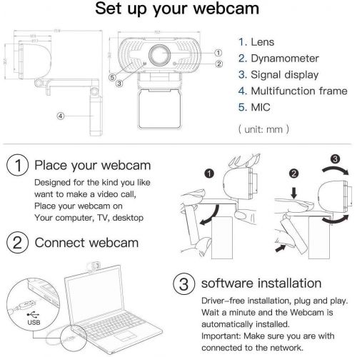  [아마존베스트]Anivia 1080p HD Webcam W8, USB Desktop Laptop Camera, Mini Plug and Play Video Calling Computer Camera, Built-in Mic, Flexible Rotatable Clip