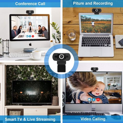  [아마존베스트]Anivia 1080p HD Webcam W8, USB Desktop Laptop Camera, Mini Plug and Play Video Calling Computer Camera, Built-in Mic, Flexible Rotatable Clip