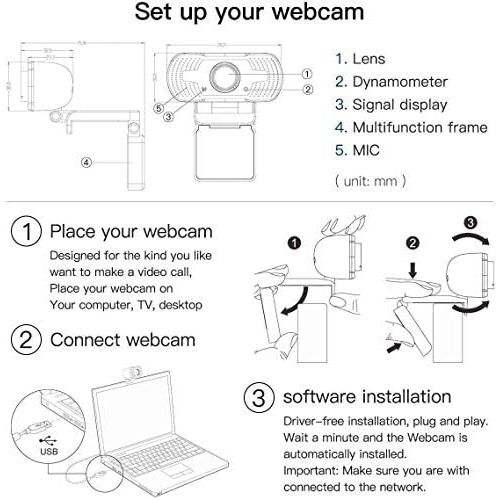  [아마존 핫딜]  [아마존핫딜]Anivia 1080p Webcam Kamera PC Webcam W5 Full HD Webcam USB Kamera Hochaufloesendes eingebautes Stereomikrofon Lebensechtes Videoanruf- und Aufnahmesystem fuer PC-Laptops