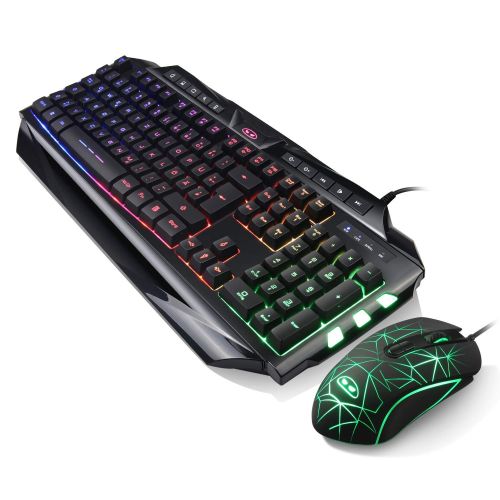  [아마존 핫딜]  [아마존핫딜]Anivia Gaming Tastatur mit Maus (DE Layout) 7 Tasten Gaming Maus mit 7 LEDs als Beleuchtung (600/800/1200/1600/2400 / 3200 DPI Einstellbar) Rainbow Hintergrundbeleuchtung Gaming Keyboard