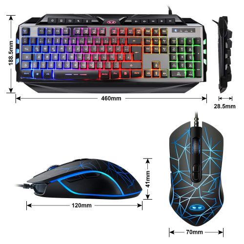  [아마존 핫딜]  [아마존핫딜]Anivia Gaming Tastatur mit Maus (DE Layout) 7 Tasten Gaming Maus mit 7 LEDs als Beleuchtung (600/800/1200/1600/2400 / 3200 DPI Einstellbar) Rainbow Hintergrundbeleuchtung Gaming Keyboard