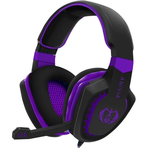  Anivia Gaming Headset Bass Surround Sound Stereo PS4 Headset with Flexible Microphone Volume Control Noise Canceling Mic Over-Ear Headphones Compatible for PS4 Xbox one Laptop PC Mac Purp