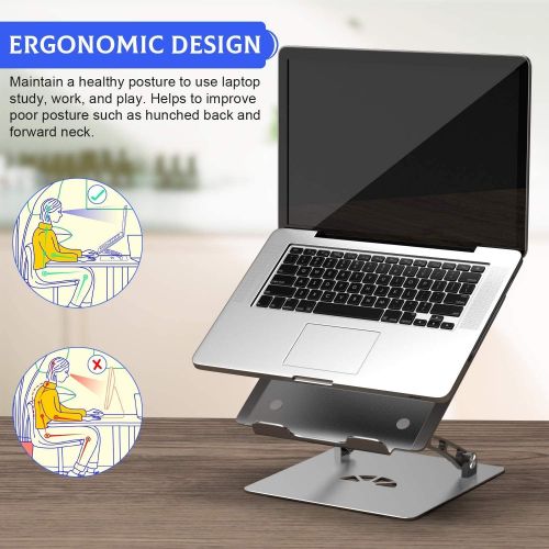  Adjustable Laptop Stand, Anivia Foldable Ergonomic Aluminum Computer Stand Holder with Heat-Vent, Laptop Riser Compatible with MacBook Air Pro, HP, Dell,Lenovo, All Notebook 10-17