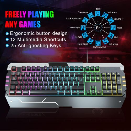  [아마존베스트]Anivia Gaming Keyboard and Mouse Set LED Backlight 19 Keys Anti-Ghosting Wired Keyboard PC / Laptop