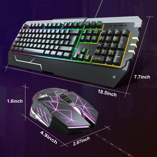  [아마존베스트]Anivia Gaming Keyboard and Mouse Set LED Backlight 19 Keys Anti-Ghosting Wired Keyboard PC / Laptop