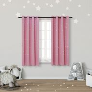 Anjee Kids Blackout Curtains for Girls Bedroom with Laser Cutting Out Stars (2 Panels), Thermal Insulated Light Blocking Window Curtains Drapes, 52 Inches Wide 63 Inches Long, Baby