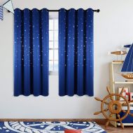 Anjee Romantic Starry Sky Space Curtains for Kids Room (2 Panels), Blackout Curtains with Punched Out Stars, Cute Window Drapes(52 x 63 inches, Royal Blue)