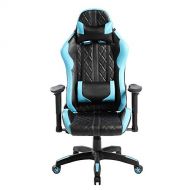 Anji Modern Furniture 7219BL-N/L, Swivel PU Leather Gaming, Large Size, Racing Style High-Back Office Chair, Blue