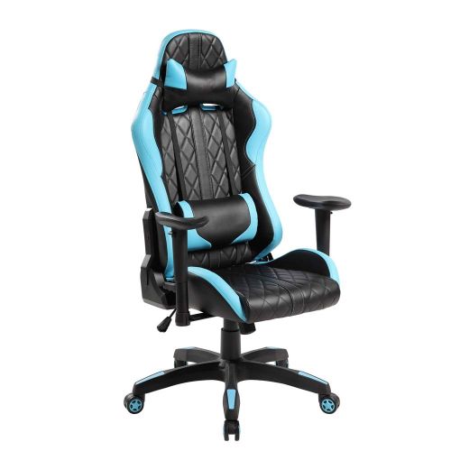  Anji Modern Furniture 7219BL-NL, Swivel PU Leather Gaming, Large Size, Racing Style High-Back Office Chair, Blue
