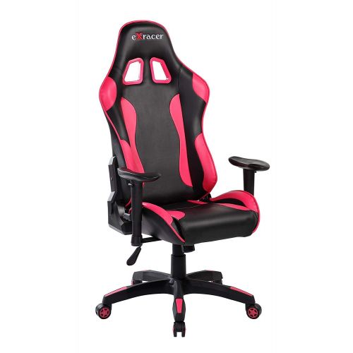  Anji Modern Furniture Gaming Chair High Back Racing Computer Executive Office Chair with Headrest and Lumbar Support PU Leather (Pink)