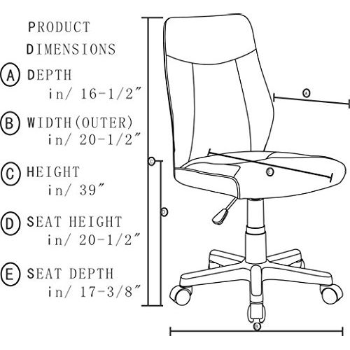  Anji Modern Furniture Anji Mid Back Armless Leather Computer Office Desk Chair